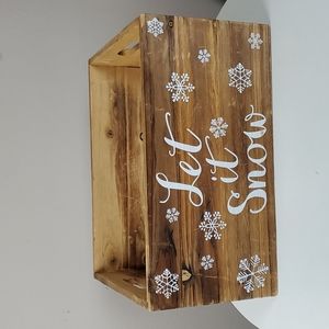 Wooden bin 14" x 10" Christmas decorations